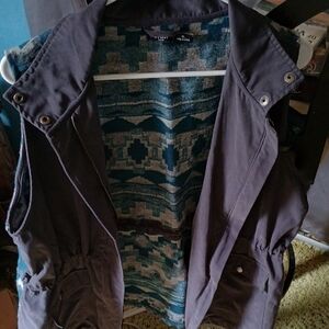 Cruel Girl Women's Purple Utility Vest with Aztec Lining